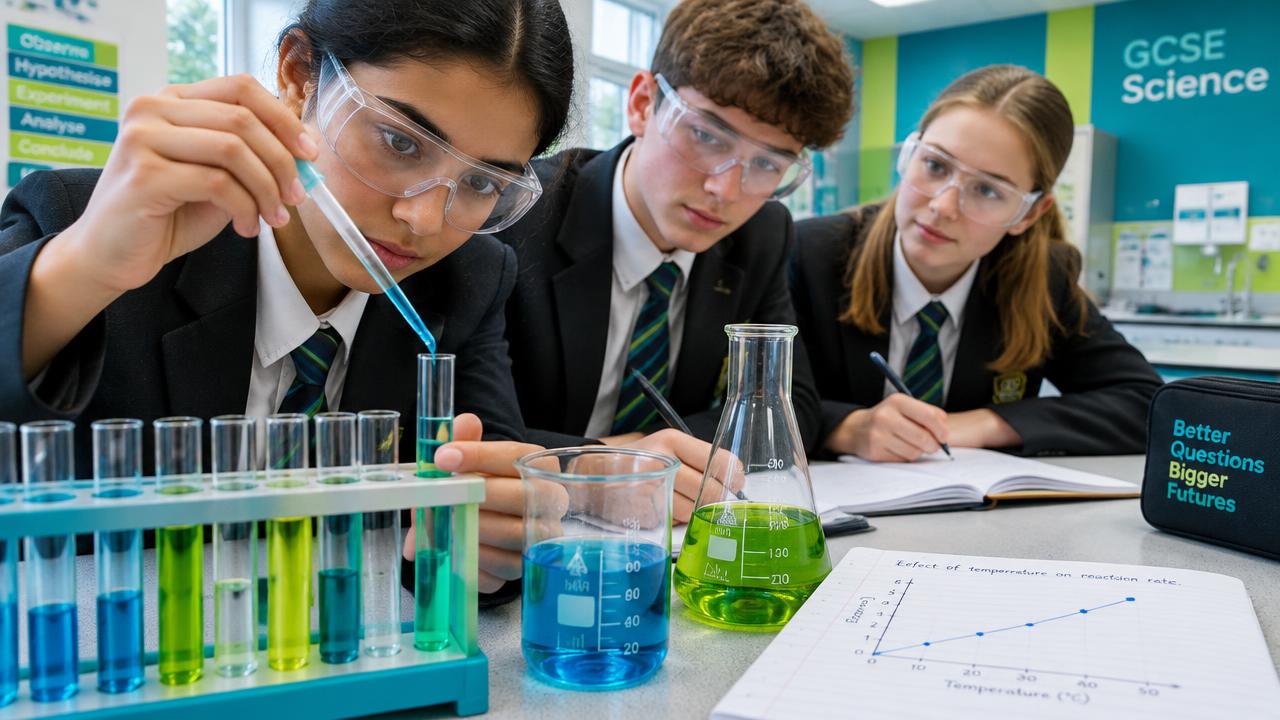 GCSE students doing a science experiment