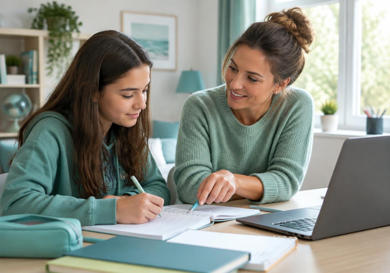 A teacher tutoring a secondary school student